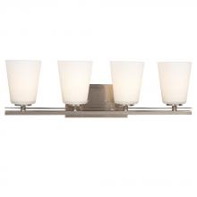 Galaxy Lighting 711964BN - 4-Light Vanity - Brushed Nickel with White Glass
