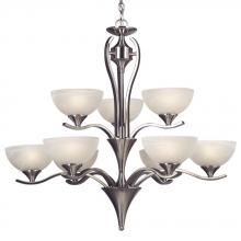 Galaxy Lighting 815789BN - Nine Light Chandelier - Brushed Nickel w/ Marbled Glass