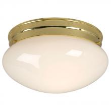 Galaxy Lighting ES810210PB - Utility Flush Mount Ceiling Light - in Polished Brass finish with White Glass