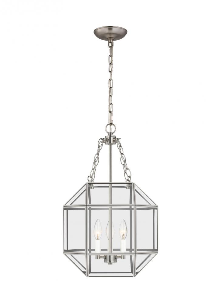 Morrison modern 3-light indoor dimmable small ceiling pendant hanging chandelier light in brushed ni