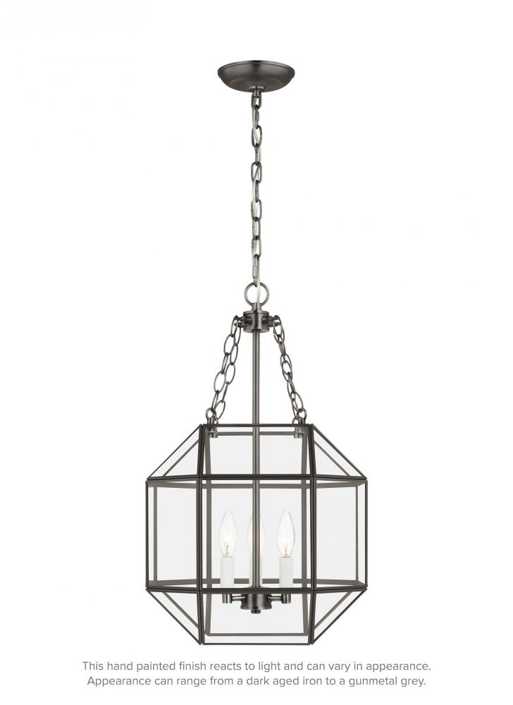 Morrison modern 3-light indoor dimmable small ceiling pendant hanging chandelier light in antique br