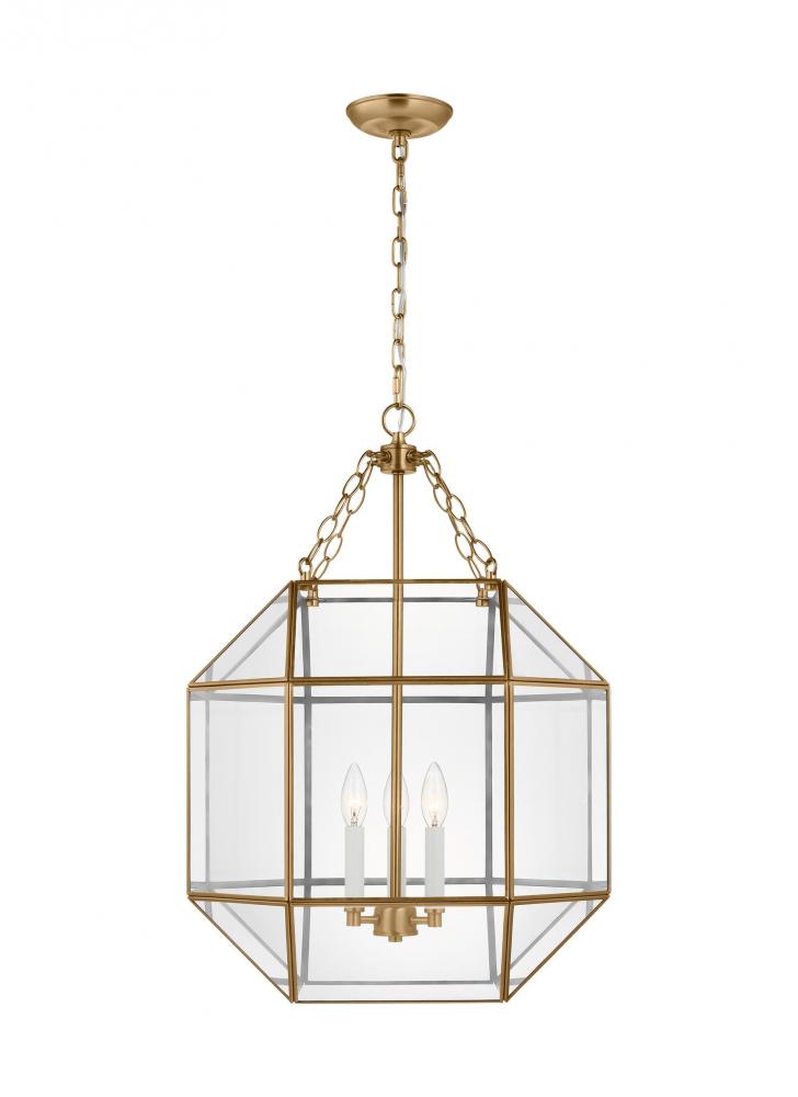 Morrison modern 3-light indoor dimmable medium ceiling pendant hanging chandelier light in satin bra