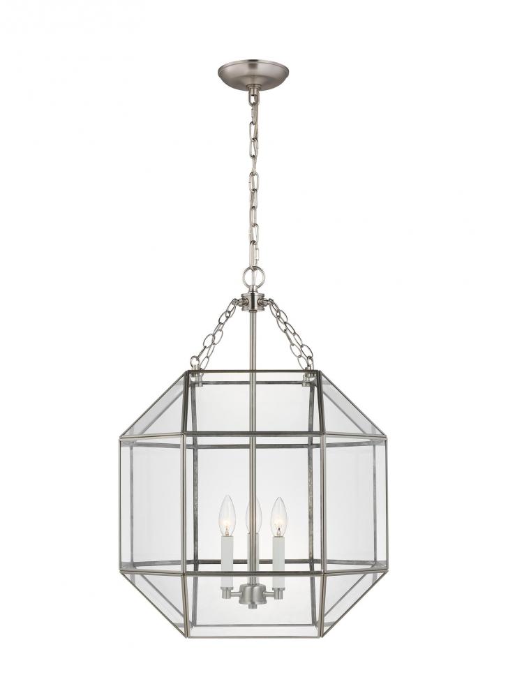 Morrison modern 3-light indoor dimmable medium ceiling pendant hanging chandelier light in brushed n