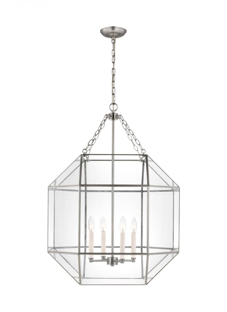 Morrison modern 4-light indoor dimmable ceiling pendant hanging chandelier light in brushed nickel s