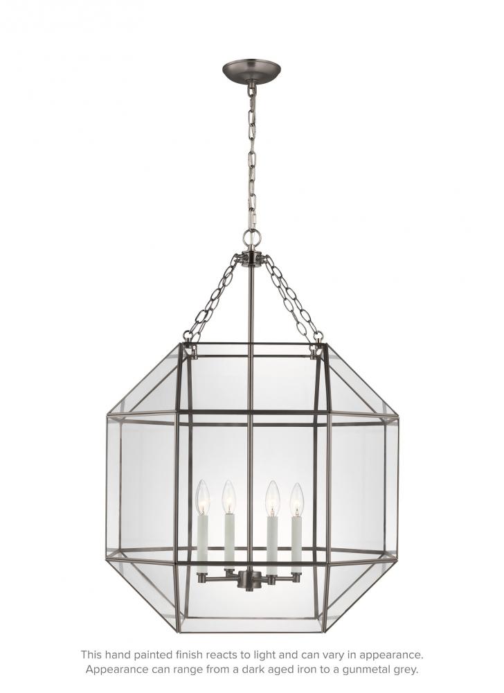 Morrison modern 4-light indoor dimmable ceiling pendant hanging chandelier light in antique brushed