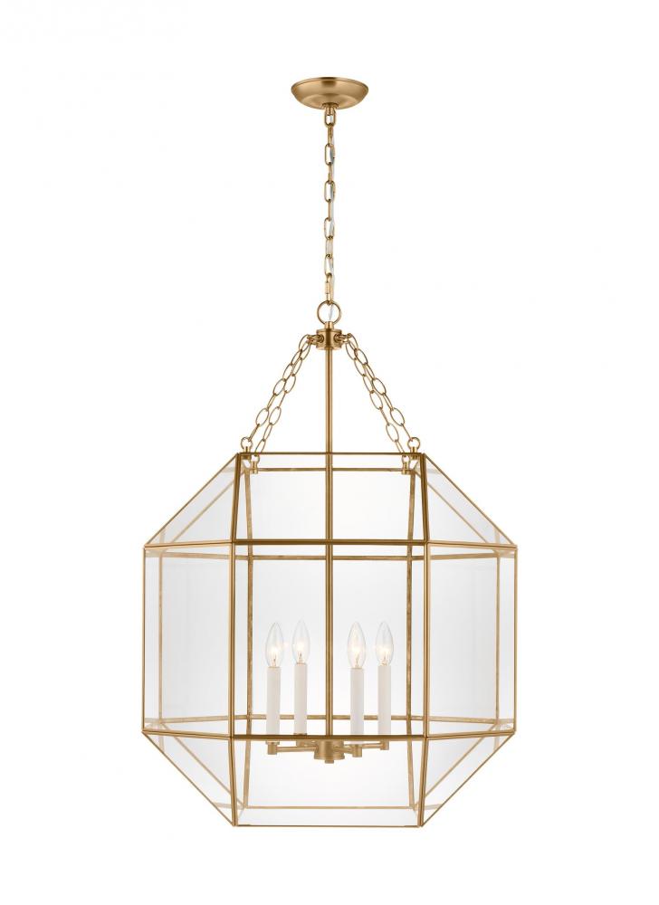 Morrison modern 4-light LED indoor dimmable ceiling pendant hanging chandelier light in satin brass