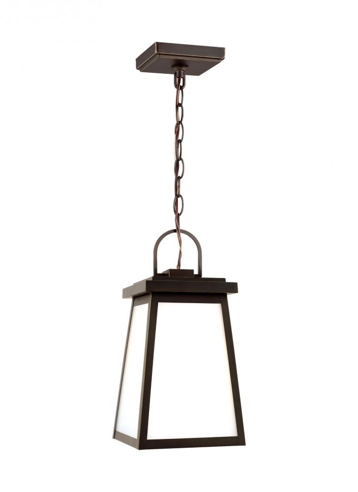 Founders modern 1-light LED outdoor exterior ceiling hanging pendant in antique bronze finish with c