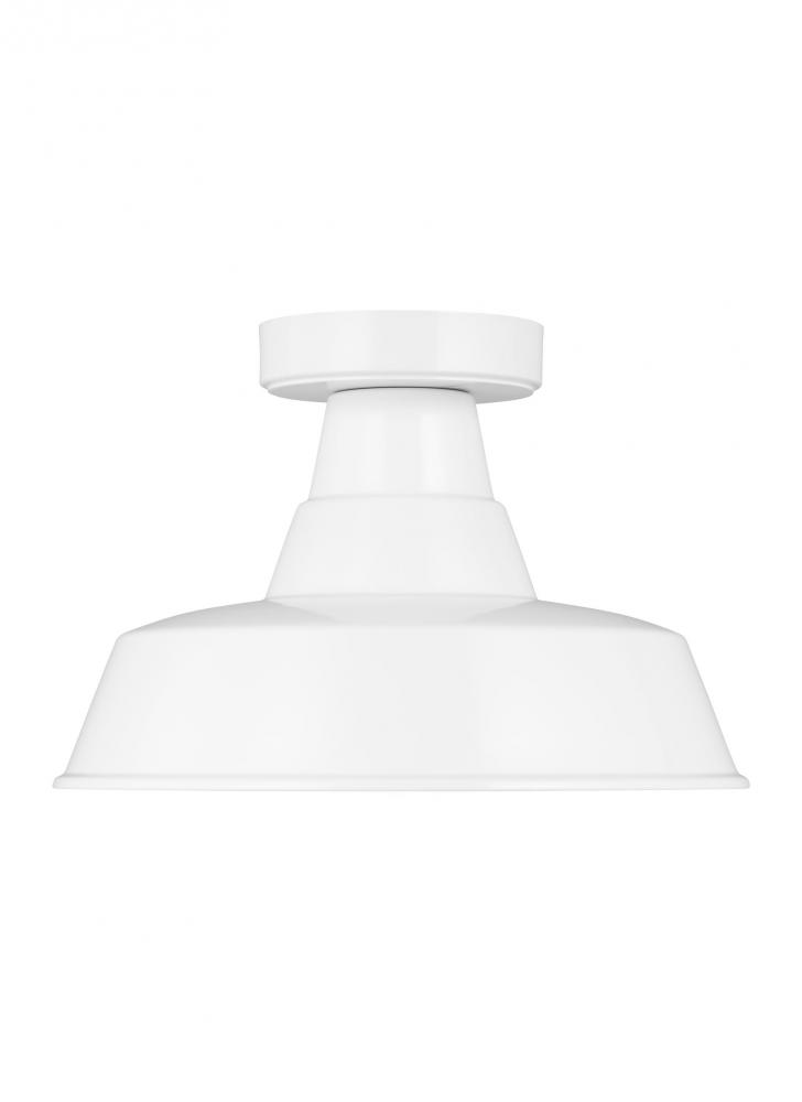 Barn Light traditional 1-light outdoor exterior Dark Sky compliant ceiling flush mount in white fini