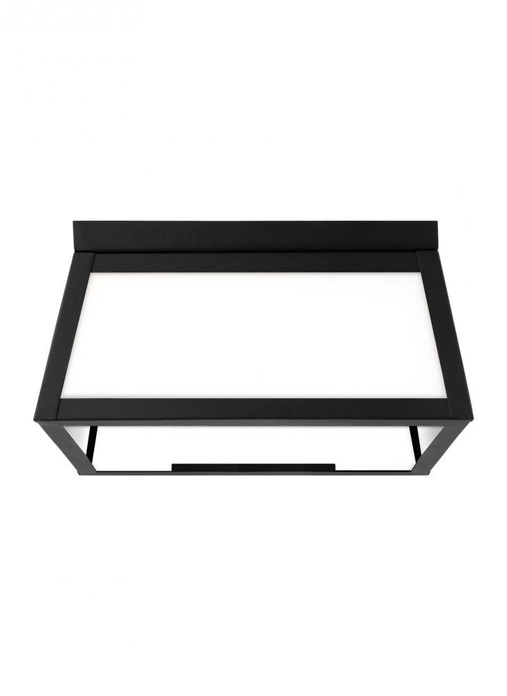 Founders modern 2-light LED outdoor exterior ceiling flush mount in black finish with clear glass pa