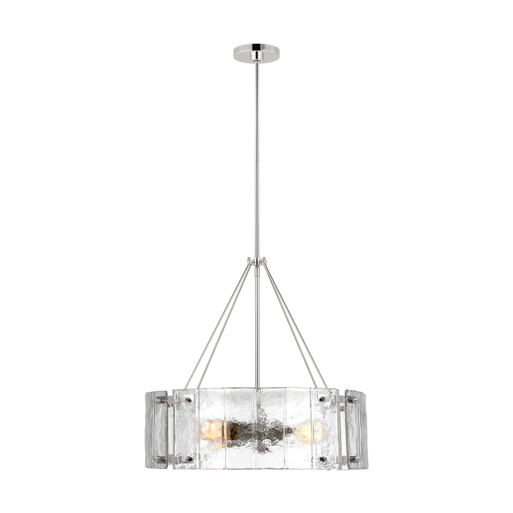 Calvert transitional 4-light indoor dimmable medium ceiling chandelier in polished nickel silver fin