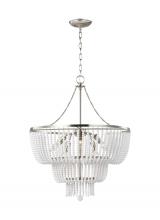 Visual Comfort & Co. Studio Collection 3180706-962 - Jackie traditional 6-light indoor dimmable ceiling chandelier pendant light in brushed nickel silver