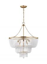 Visual Comfort & Co. Studio Collection 3180706EN-848 - Jackie traditional 6-light LED indoor dimmable ceiling chandelier pendant light in satin brass gold