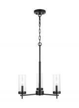 Visual Comfort & Co. Studio Collection 3190303-112 - Zire dimmable indoor 3-light chandelier in a midnight black finish with clear glass shades