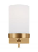Visual Comfort & Co. Studio Collection 4190301-848 - Zire dimmable indoor 1-light LED wall light or bath sconce in a satin brass finish with etched white