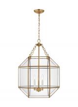 Visual Comfort & Co. Studio Collection 5279403EN-848 - Morrison modern 3-light LED indoor dimmable medium ceiling pendant hanging chandelier light in satin