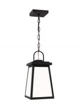 Visual Comfort & Co. Studio Collection 6248401EN3-12 - Founders modern 1-light LED outdoor exterior ceiling hanging pendant in black finish with clear glas