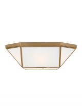 Visual Comfort & Co. Studio Collection 7579452-848 - Morrison modern 2-light indoor dimmable ceiling flush mount in satin brass gold finish with smooth w