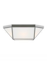 Visual Comfort & Co. Studio Collection 7579452-962 - Morrison modern 2-light indoor dimmable ceiling flush mount in brushed nickel silver finish with smo