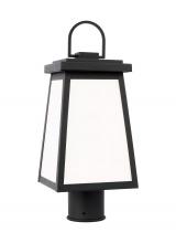 Visual Comfort & Co. Studio Collection 8248401EN3-12 - Founders modern 1-light LED outdoor exterior post lantern in black finish with clear glass panels an