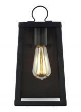 Visual Comfort & Co. Studio Collection 8537101-12 - Marinus modern 1-light outdoor exterior small wall lantern sconce in black finish with clear glass p