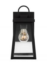 Visual Comfort & Co. Studio Collection 8548401-12 - Founders modern 1-light outdoor exterior small wall lantern sconce in black finish with clear glass