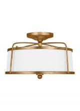 Visual Comfort & Co. Studio Collection CF1102ADB - Stonington uptown chic 2-light indoor dimmable medium ceiling semi-flush mount in antique gild rusti