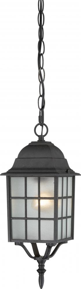 Adams - 1 Light 16" Hanging Lantern with Frosted Glass - Textured Black Finish