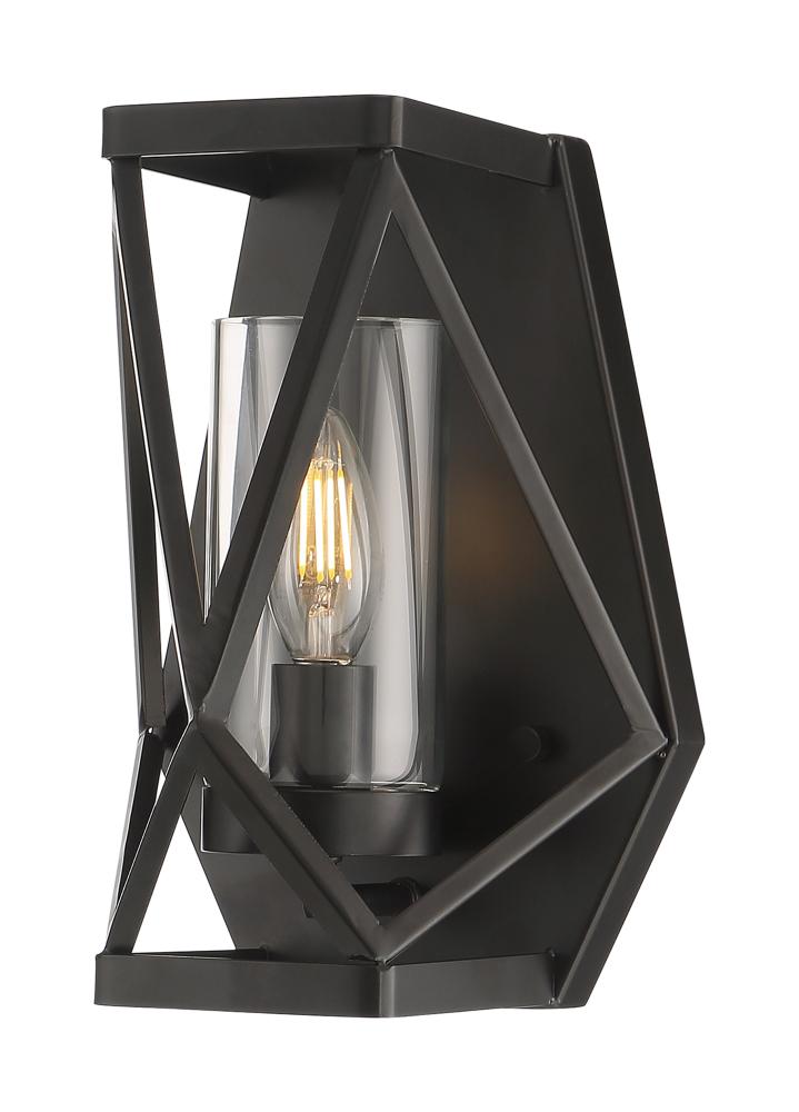 Zemi - 1 Light Sconce with Clear Glass - Black Finish : 9X7T8