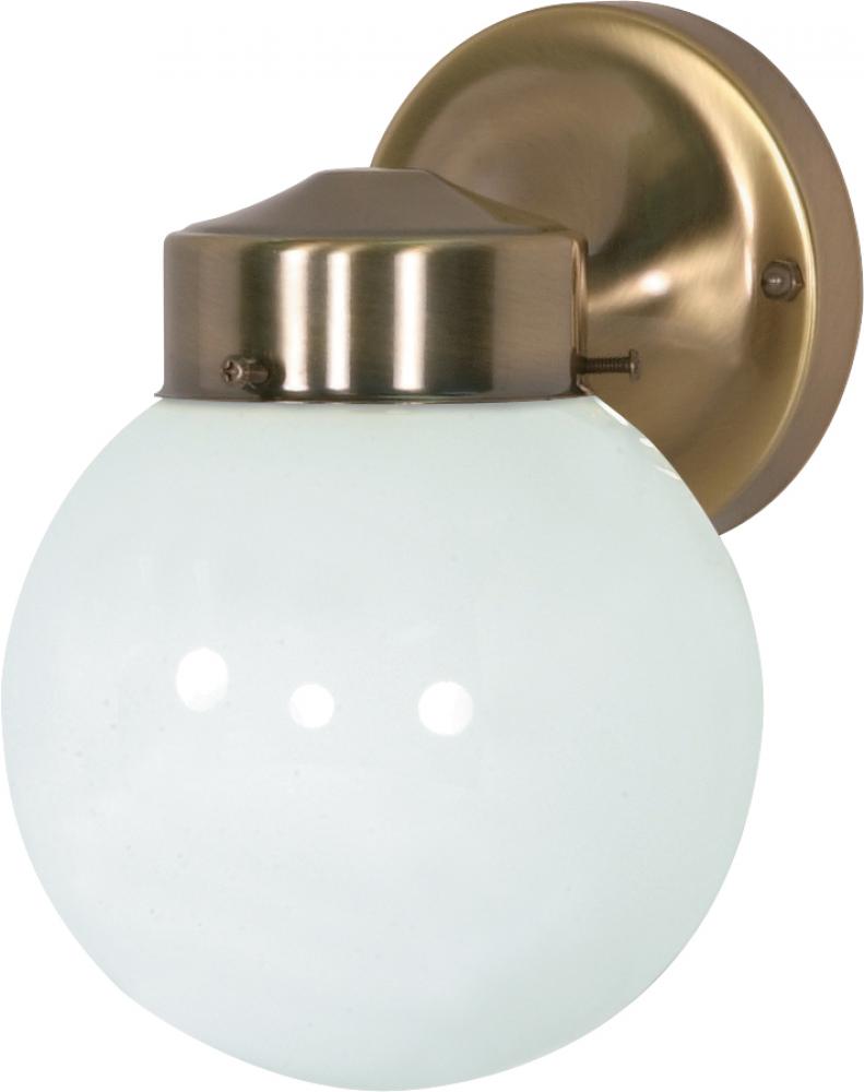 1 Light - 6" - Porch, Wall - With White Globe